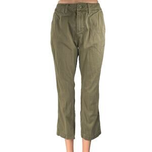 J.Crew Women's Olive Green Mid Rise Flared Bootcut Crop Chino Pants Jeans Sz 25